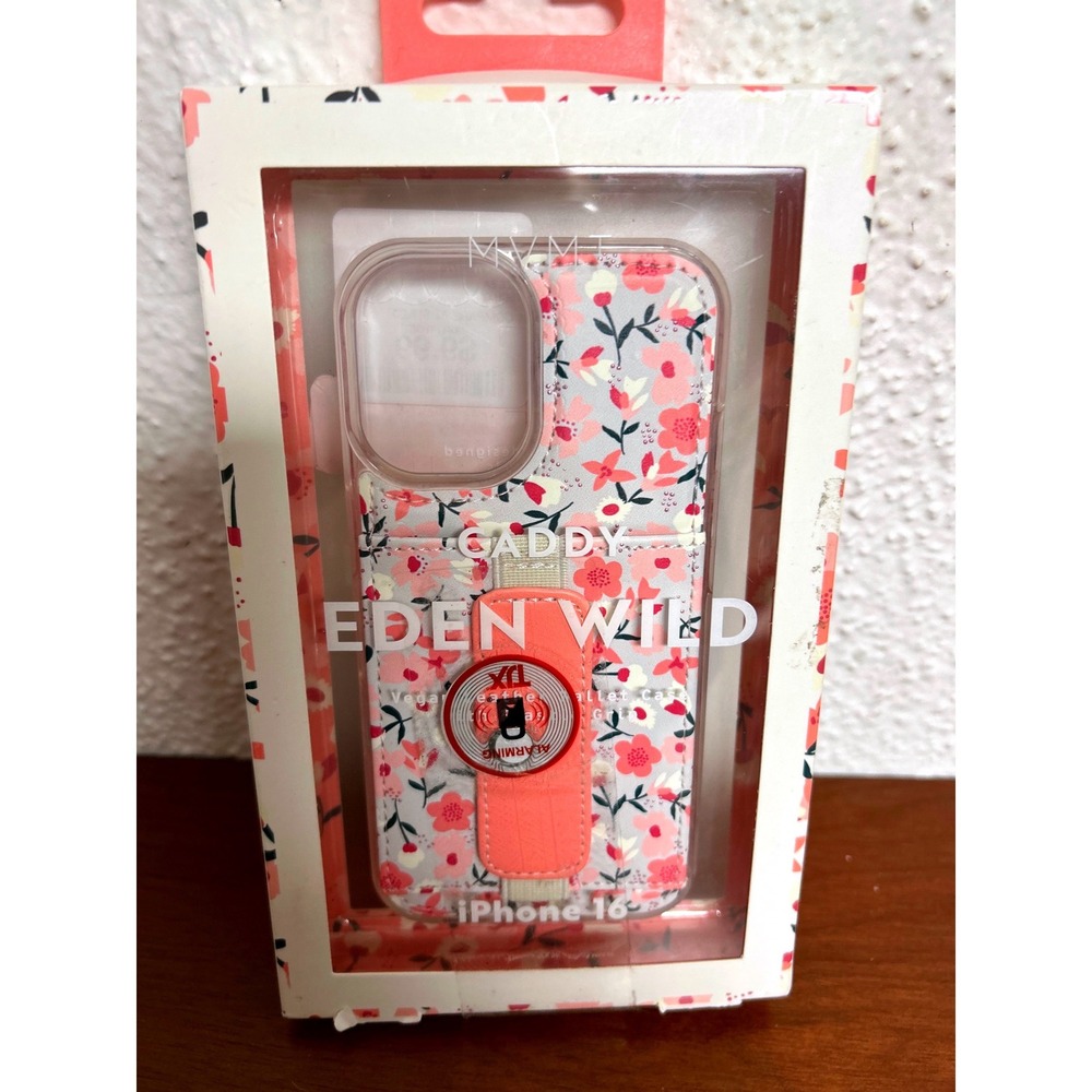 MVMT Caddy Eden Wild Vegan Leather Wallet Case for iPhone 16 Pink Floral